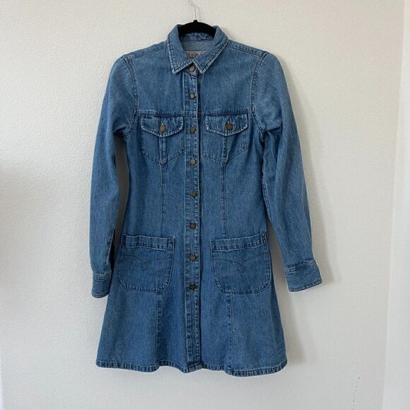 MADE IN THE SHADE Vintage Denim Dress Long Sleeve Button Down Made in USA - Picture 1 of 11